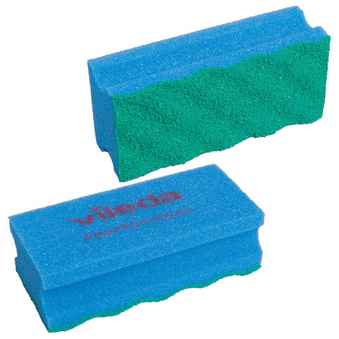 Губки VILEDA PROFESSIONAL профильные "ПурАктив" КОМПЛЕКТ 10 шт., БЕЗ ЦАРАПИН 14х6,3х4,5 см, синие, 123118