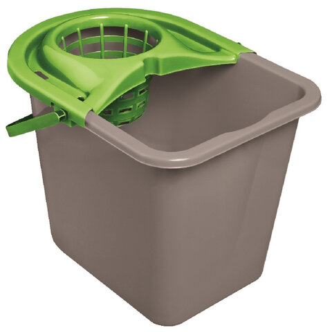 Ведро 14л для уборки КОМПЛЕКТ с ОТЖИМОМ веревочных и ленточных МОПов 26х35х28см ассорти YORK 070010