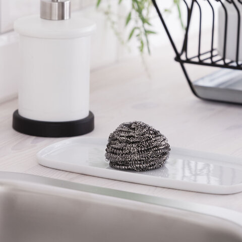 Губка (мочалка) металлическая, спиральная, 15г, МИНИ, для посуды, гриля, плиты, YORK,, 2020 - фото 4