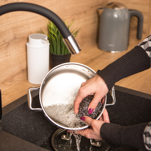 Губка (мочалка) металлическая, спиральная, 40г, МЕГА, для посуды, гриля, плиты, YORK,, 2030 - фото 5