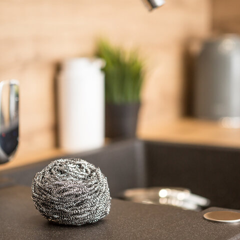 Губка (мочалка) металлическая, спиральная, 40г, МЕГА, для посуды, гриля, плиты, YORK,, 2030 - фото 4