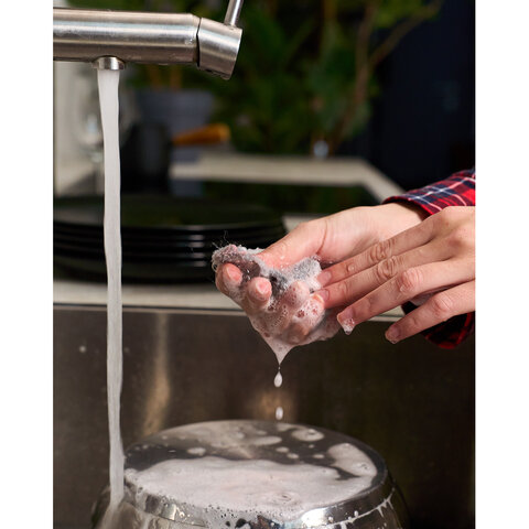 Губки металлические, с пропиткой, 6х5,5х1см, КОМПЛЕКТ 6шт, для посуды, гриля, плиты,, 5010 - фото 4