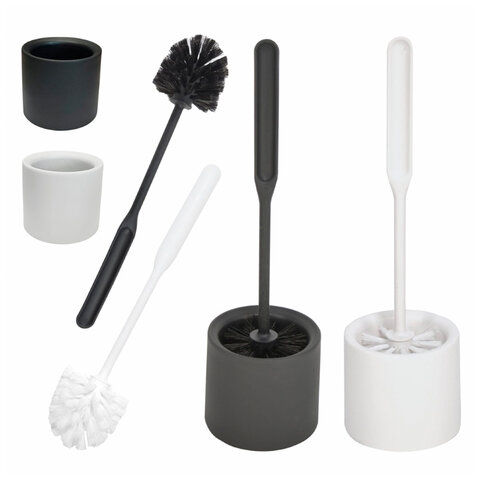 Ершик для унитаза с подставкой, МОДЕРН, пластик, ассорти ( белый / черный ), YORK, 064100 - фото 4