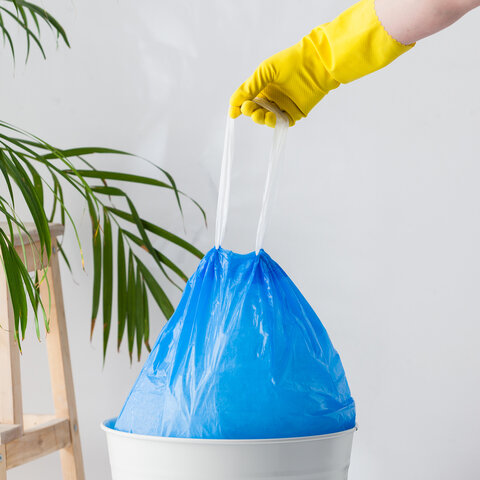 Мешки для мусора с завязками 60л, СУПЕРПЛОТНЫЕ, синие, в рулоне 20шт, ПНД, 18мкм, YOR, 902200 - фото 4