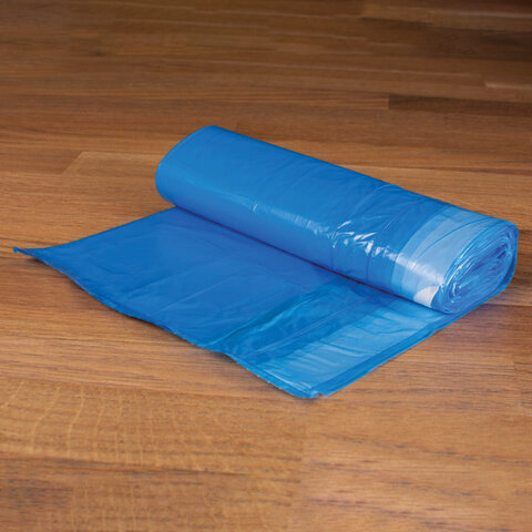 Мешки для мусора с завязками 60л, СУПЕРПЛОТНЫЕ, синие, в рулоне 20шт, ПНД, 18мкм, YOR, 902200 - фото 3