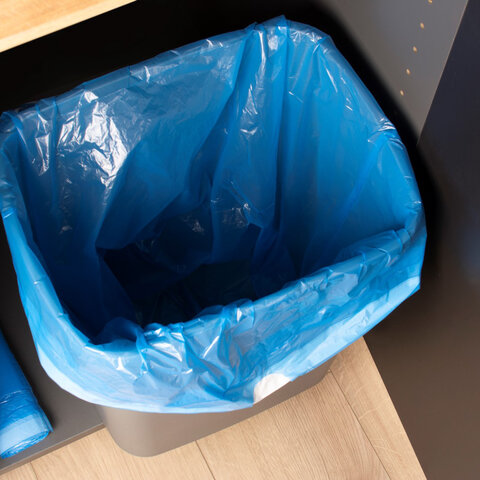 Мешки для мусора с завязками 60л, СУПЕРПЛОТНЫЕ, синие, в рулоне 20шт, ПНД, 18мкм, YOR, 902200 - фото 2