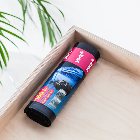 Мешки строительные для мусора 160л, СУПЕРПЛОТНЫЕ, черные, в рулоне 10шт, ПВД, 45мкм, YORK, 090090 - фото 2