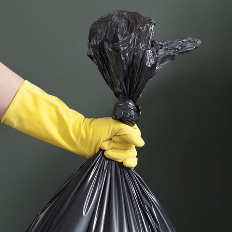 Мешки строительные для мусора 240л, СУПЕРПЛОТНЫЕ, черные, в рулоне 10шт, ПВД, 45мкм, YORK, 090920 - фото 3
