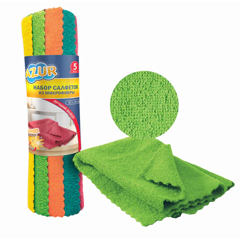 Салфетки из МИКРОФИБРЫ, 30х30см, КОМПЛЕКТ 5шт, 200г/м2, YORK AZUR, 026190
