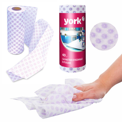 Салфетки ВИСКОЗНЫЕ, Премиум, 25х40см, РУЛОН 40шт, 60г/м2, YORK, 021100 - фото 3