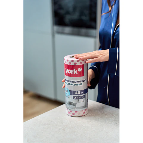 Салфетки ВИСКОЗНЫЕ, Тюльпан Премиум, 25х40см, РУЛОН 40шт, 60г/м2, YORK, 020480 - фото 7