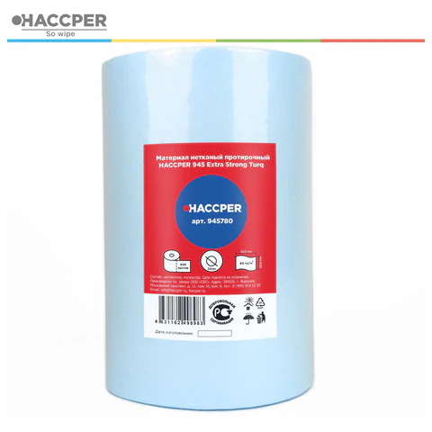 Протирочный нетканый материал HACCPER 945 Extra Strong Turq, 400 листов, 32х30см, 78 г/м2,ш/к98983, 945780 - фото 2