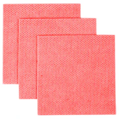 Салфетка универсальная, 35&times;35 см, КОМПЛЕКТ 3 шт., 80 г/<wbr/>м<sup>2</sup>, вискоза (спанлейс), розовая, PACLAN