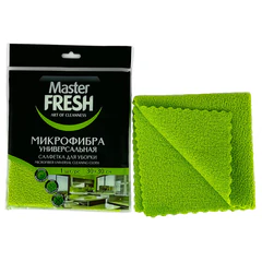 Салфетка из МИКРОФИБРЫ универсальная 30&times;30 см, зеленая, 250 г/<wbr/>м<sup>2</sup>, Master FRESH