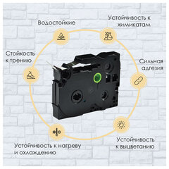 Картридж для принтеров этикеток BROTHER SAKURA S'OK TZE151, 24 мм x 8 м, чёрный шрифт, прозрачный фон