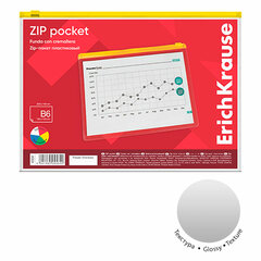 Папка-конверт на ZIP-молнии формат B6 (200&times;151 мм), прозрачная, ассорти, ERICH KRAUSE