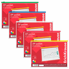Папка-конверт на ZIP-молнии формат B6 (200&times;151 мм), прозрачная, ассорти, ERICH KRAUSE