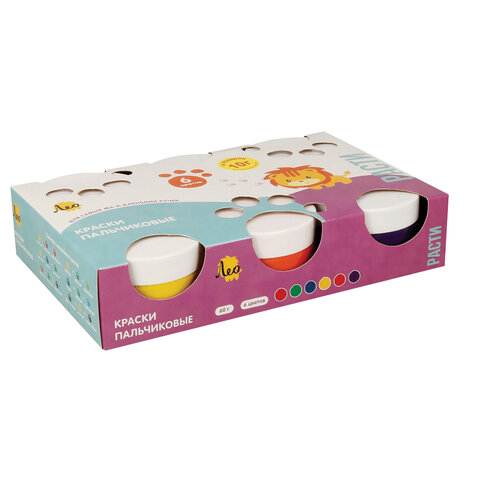 Краски пальчиковые для малышей от 1 года Лео "Расти", 6 цветов по 70 мл, LFINP-006