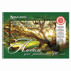 Альбомы для рисования ДЭК А4, 40 л., КОМПЛЕКТ 4 шт., гребень, обложка картон, BRAUBERG, 205&times;290 мм, &laquo;Природа&raquo; (2 вида), 880035