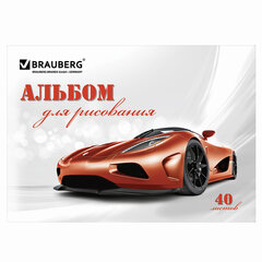 Альбомы для рисования ДЭК А4, 40 л., КОМПЛЕКТ 4 шт., скоба, обложка картон, BRAUBERG, 200&times;283 мм, &laquo;Автостиль&raquo; (2 вида), 880036