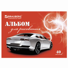Альбомы для рисования ДЭК А4, 40 л., КОМПЛЕКТ 4 шт., скоба, обложка картон, BRAUBERG, 200&times;283 мм, &laquo;Автостиль&raquo; (2 вида), 880036