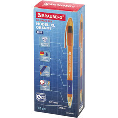 Ручка шариковая BRAUBERG &laquo;Model-XL ORANGE&raquo;, синяя, ВЫГОДНАЯ УПАКОВКА, КОМПЛЕКТ 12 штук, узел 0,7 мм, 880181