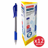 Ручка шариковая автоматическая BRAUBERG "Extra Glide R-Grip", синяя, ВЫГОДНЫЙ КОМПЛЕКТ 12 шт., 0,35 мм, 880197