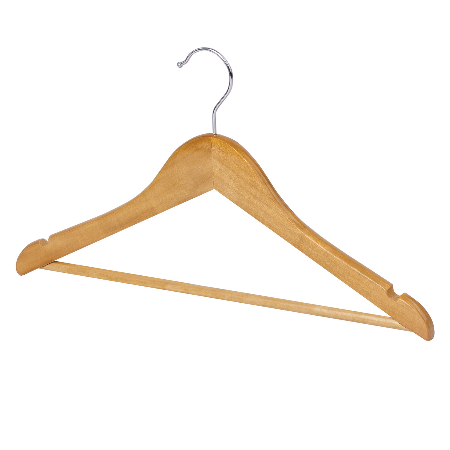 Вешалка-плечики КОМПЛЕКТ 5 шт., деревянные, перекладина, цвет сосна, 48-50, BRABIX "Стандарт", 880296