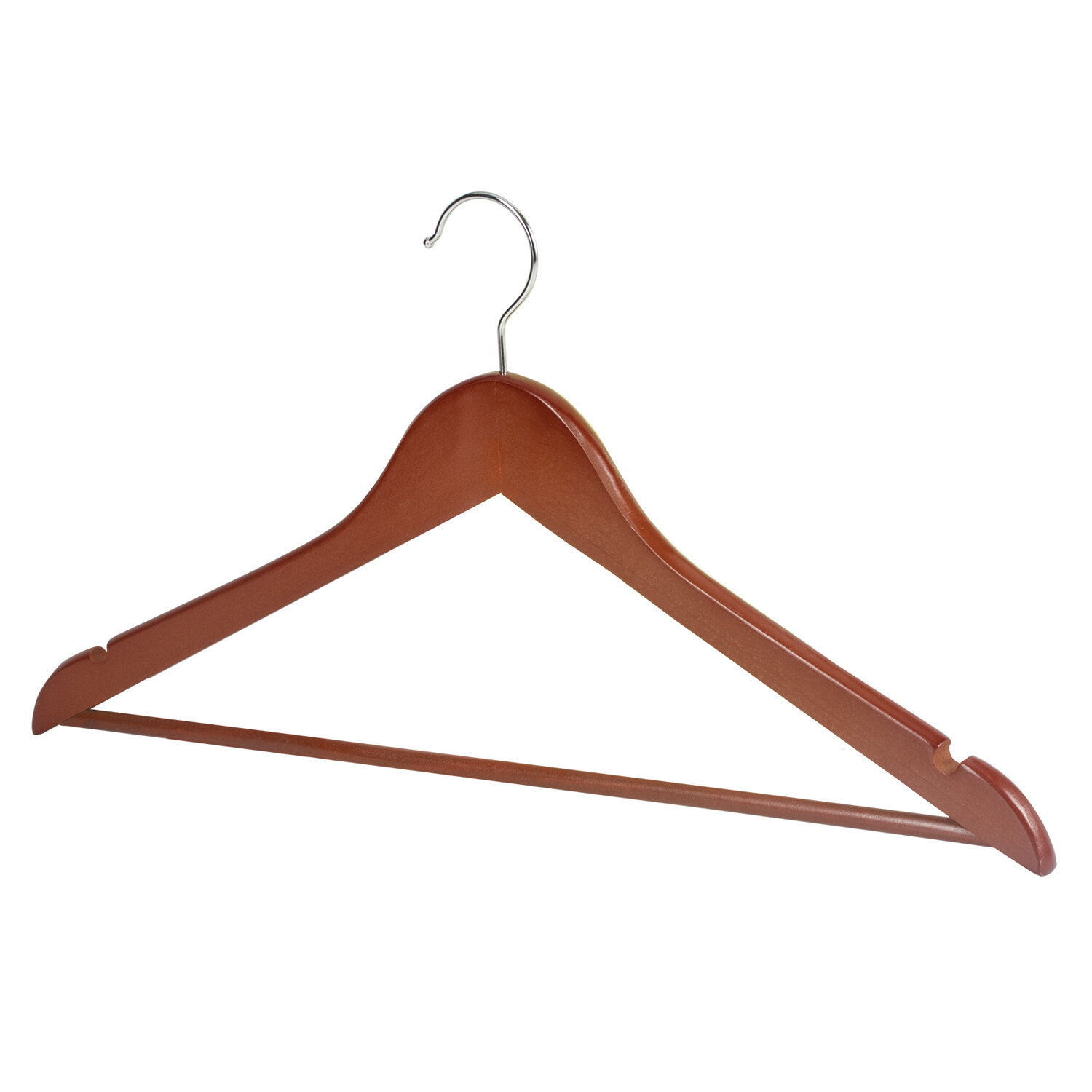 Вешалка-плечики КОМПЛЕКТ 5 шт., деревянные, перекладина, цвет вишня, 48-50, BRABIX "Стандарт", 880298
