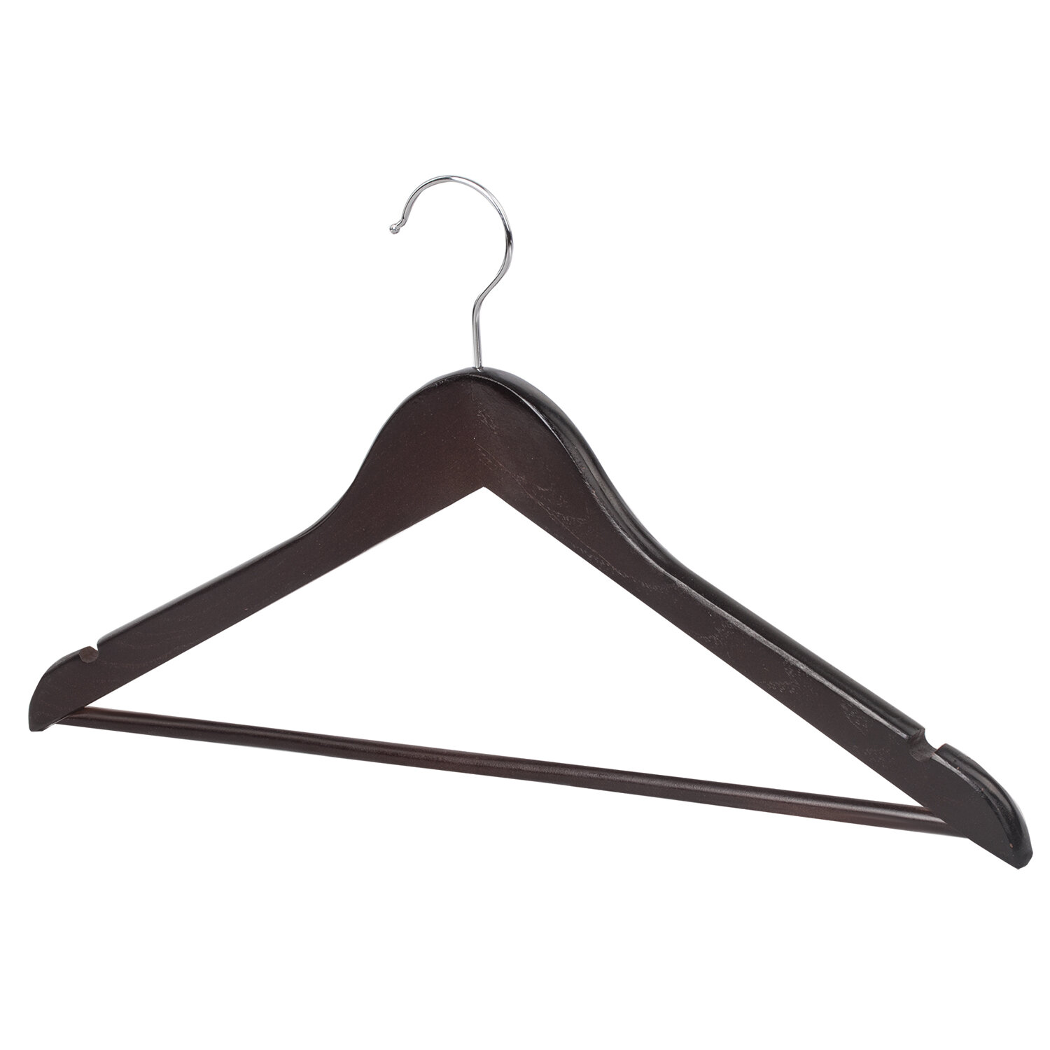 Вешалка-плечики КОМПЛЕКТ 5 шт., деревянные, перекладина, цвет шоколад, 48-50, BRABIX "Стандарт", 880299