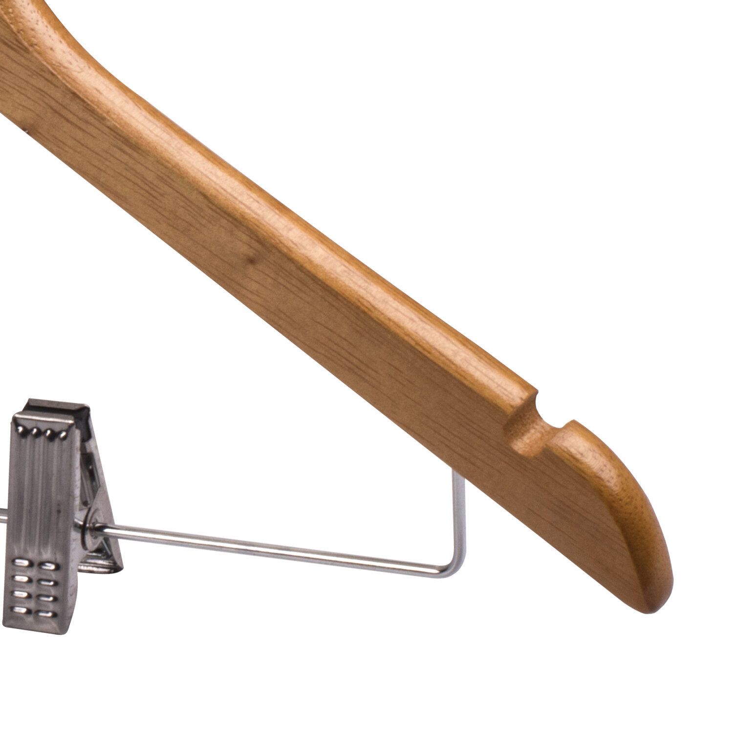 Вешалка-плечики КОМПЛЕКТ 3 шт., деревянные, клипсы для брюк, цвет сосна, 48-50, BRABIX "Стандарт", 880301