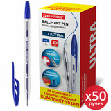 Ручка шариковая BRAUBERG "ULTRA", синяя, ВЫГОДНАЯ УПАКОВКА, КОМПЛЕКТ 50 штук, чернила ГЕРМАНИЯ, BRAUBERG, 880397