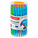 Ручка шариковая BRAUBERG "ULTRA NEON", синяя, ВЫГОДНЫЙ КОМПЛЕКТ 50 штук, чернила ГЕРМАНИЯ, 880399