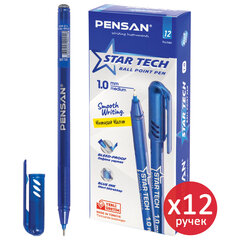 Ручка шариковая PENSAN &laquo;Star Tech&raquo;, СИНЯЯ, ВЫГОДНАЯ УПАКОВКА, КОМПЛЕКТ 12 штук, 0,8 мм, 880587