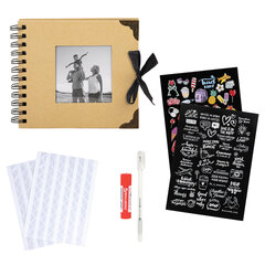 Фотоальбом 16&times;18 см, 20 черных листов, обложка КРАФТ, уголки/<wbr/>стикеры/<wbr/>ручка/<wbr/>клей, BRAUBERG Black&Kraft, 880652