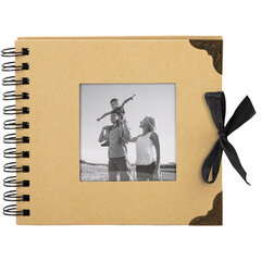 Фотоальбом 16&times;18 см, 20 черных листов, обложка КРАФТ, уголки/<wbr/>стикеры/<wbr/>ручка/<wbr/>клей, BRAUBERG Black&Kraft, 880652