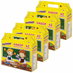 Набор школьных принадлежностей в подарочной коробке ЮНЛАНДИЯ &laquo;НАБОР ПЕРВОКЛАССНИКА&raquo;, 42 предмета, КОМПЛЕКТ 4 шт., 880806