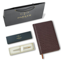 Ручка шариковая PARKER &laquo;Jotter Core Stainless Steel GT&raquo;, ежедневник А5 коричневый, пакет, 880890