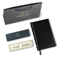 Ручка шариковая PARKER &laquo;Jotter Core Stainless Steel CT&raquo;, ежедневник А5 черный, пакет, 880891