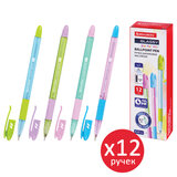 Ручка шариковая BRAUBERG "GLASSY PASTEL MIX", синяя, ВЫГОДНЫЙ КОМПЛЕКТ 12 штук, линия 0,35 мм, 881015