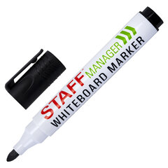 Маркер стираемый для белой доски ЧЕРНЫЙ, STAFF &laquo;MANAGER&raquo; WBM-300, 3 мм, с клипом, КОМПЛЕКТ 12 ШТУК, 881138