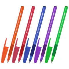 Ручка шариковая с грипом BRAUBERG &laquo;i-STICK POINT NEON&raquo;, КОМПЛЕКТ 10 ШТУК, СИНЯЯ, игольчатый узел 0,7 мм, линия письма 0,35 мм, 881293
