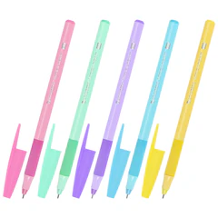 Ручка шариковая с грипом BRAUBERG &laquo;i-STICK POINT PASTEL&raquo;, КОМПЛЕКТ 10 ШТУК, СИНЯЯ, игольчатый узел 0,7 мм, линия письма 0,35 мм, 881294