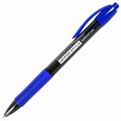 Ручка шариковая автоматическая с грипом BRAUBERG &laquo;OFFICE STYLE&raquo;, КОМПЛЕКТ 12 ШТ., СИНЯЯ, игольчатый наконечник 0,7 мм, линия 0,35 мм, 881309