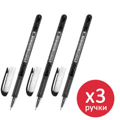 Ручка гелевая BRAUBERG &laquo;Profi-Gel PRO&raquo;, КОМПЛЕКТ 3 ШТУКИ, ЧЕРНАЯ, линия 0,4 мм, игольчатый наконечник 0,5 мм, печать на корпусе, 881311
