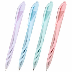 Ручка шариковая автоматическая BRAUBERG &laquo;ULTRA COLOR PASTEL&raquo;, КОМПЛЕКТ 4 ШТУКИ, СИНЯЯ, soft-touch, узел 0,7 мм, линия 0,35 мм, 881314
