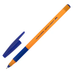 Ручка шариковая с грипом BRAUBERG &laquo;i-STICK POINT ORANGE&raquo;, КОМПЛЕКТ 10 ШТУК, СИНЯЯ, пишущий узел 0,7 мм, линия письма 0,35 мм, 881322