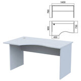 Стол эргономичный "Арго", 1400х900х760 мм, левый, серый (КОМПЛЕКТ)