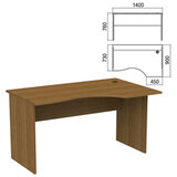 Стол эргономичный "Арго", 1400х900х760 мм, правый, орех (КОМПЛЕКТ)