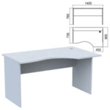 Стол эргономичный "Арго", 1400х900х760 мм, правый, серый (КОМПЛЕКТ)
